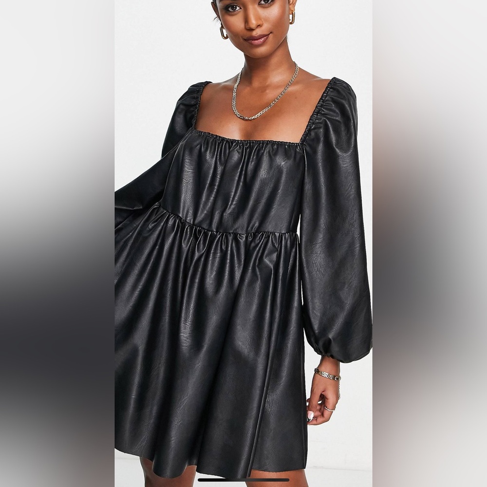 Asos design tiered PU mini smock  dress size 14